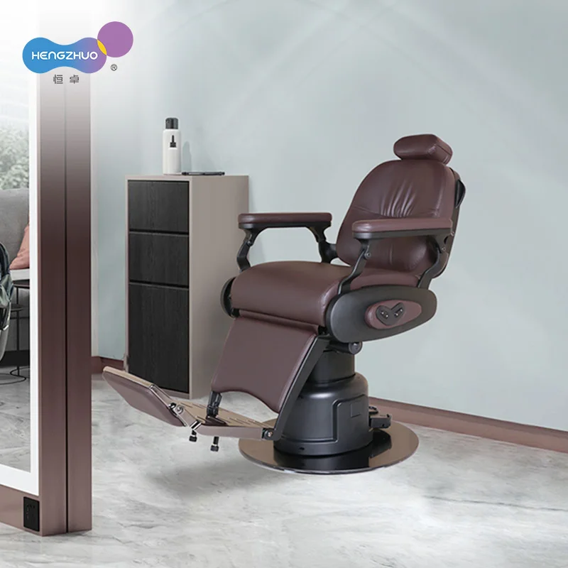 Electric Barber Chair for Beauty Salon and Hair Salon with Stainless Steel Metal Base and USB Port Rotatable  Hairdressing Chair