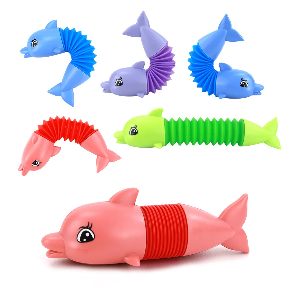 Pop tubes animal fidget toys Dinosaur Dog giraffe dolphin shark crocodile newest stretch pipe fidget pop tube toy for kids