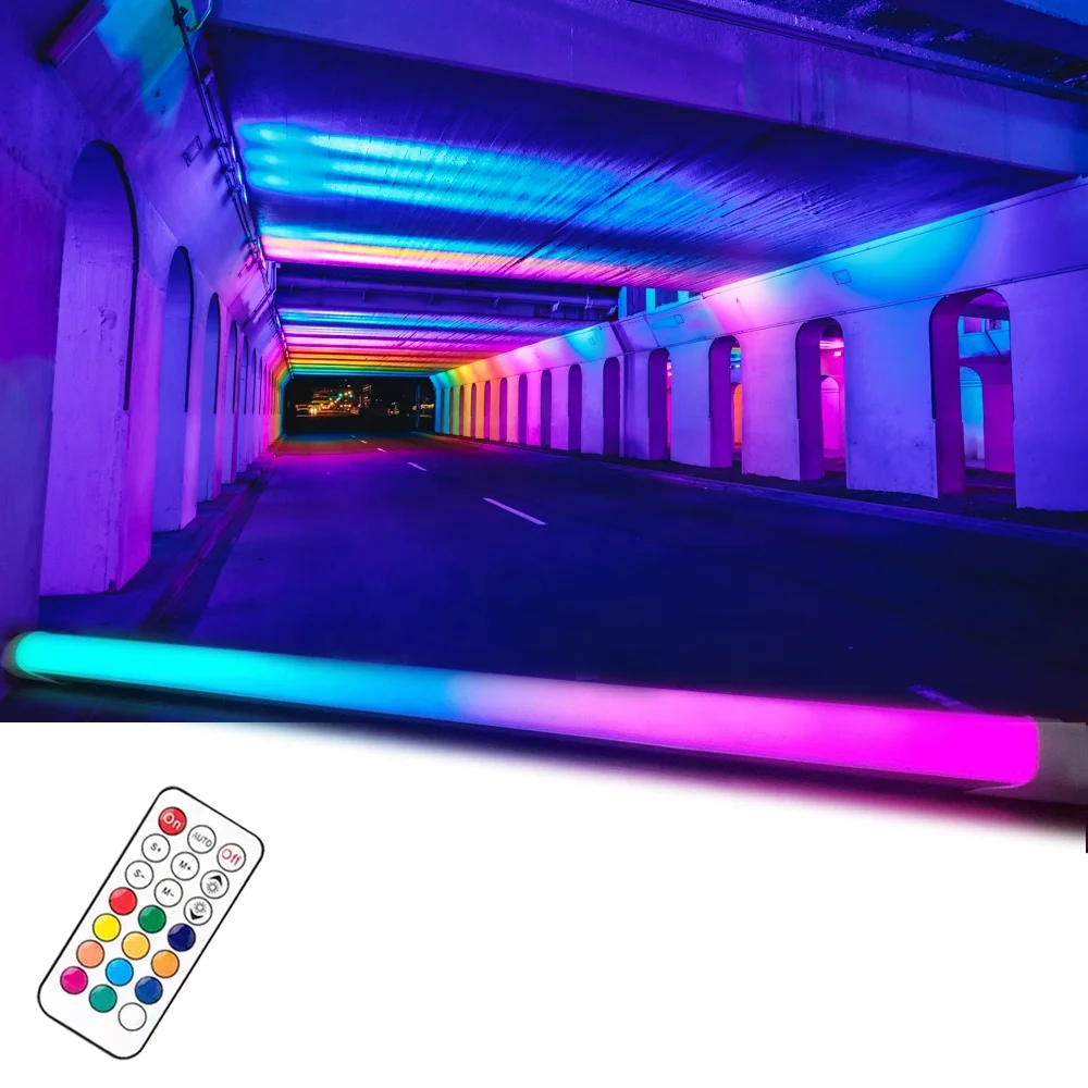24W RGB Remote control led tri-proof light dimmable Colorful LED light tube DC12V atmosphere lamp ambient light