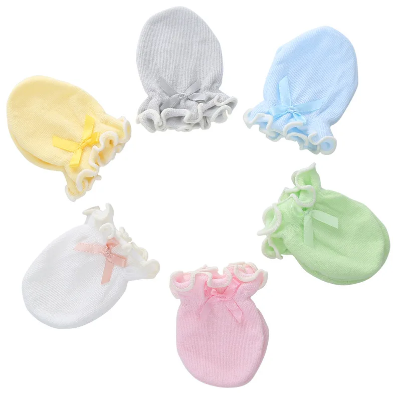 New Arrive Solid Color Anti-eating Hand Baby Anti-scratch Gloves Bow Princess Cute Warm Baby Gloves Wholesale
