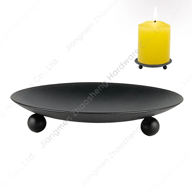 Home Modern Candle Display Stand Black Pillar Metal Candle Plate Holders Candelabra For Wedding Table Centerpieces Decoration