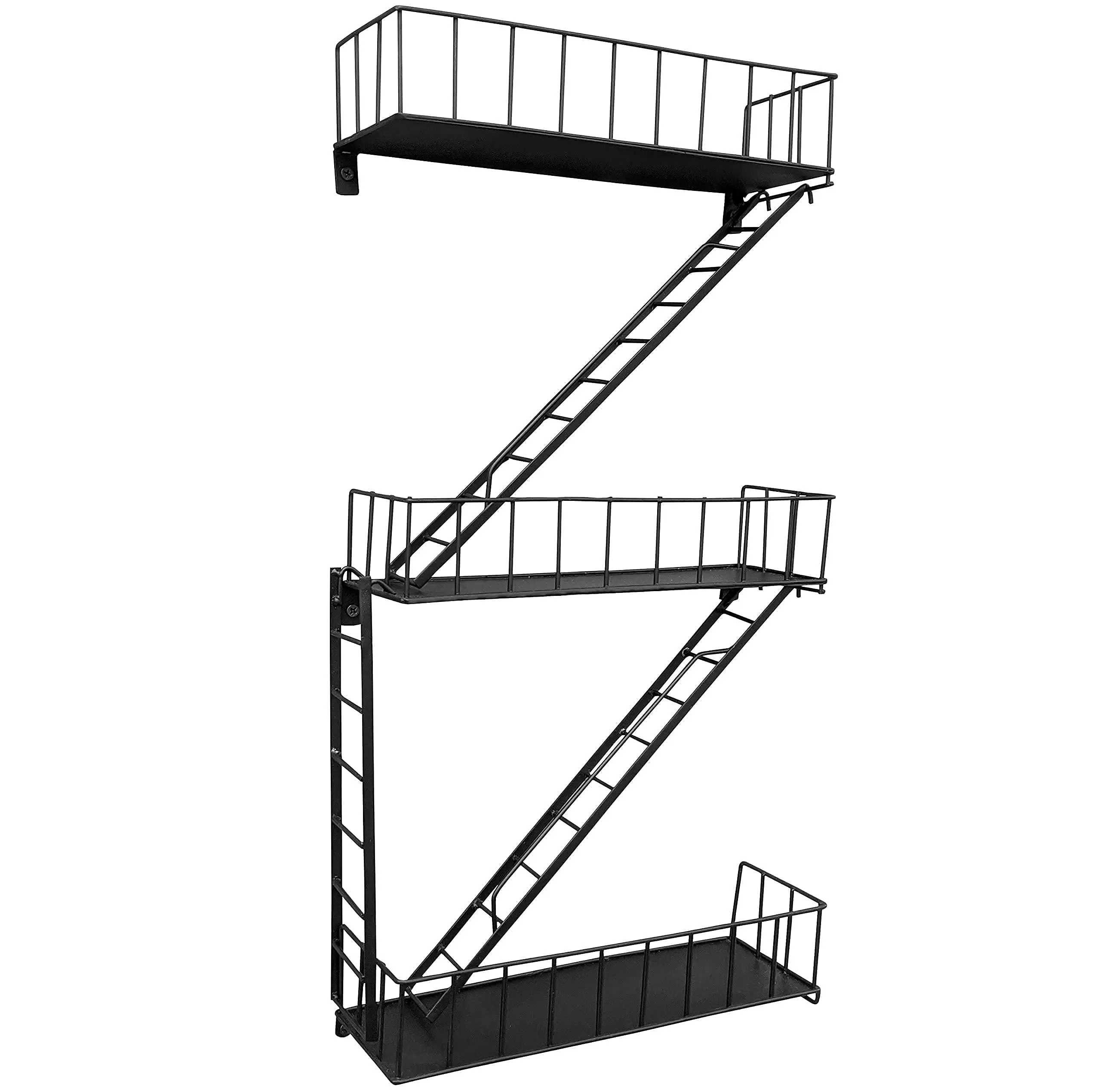 Fire Escape Shelf - Versatile New York Inspired Modern Floating Hanging Wall Shelves Make a Great Action Figure