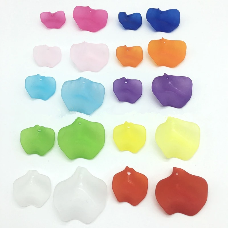 500g/bag Jewelry accessories 25mm mixed colors lucite flower matte acrylic  rose petals shape beads