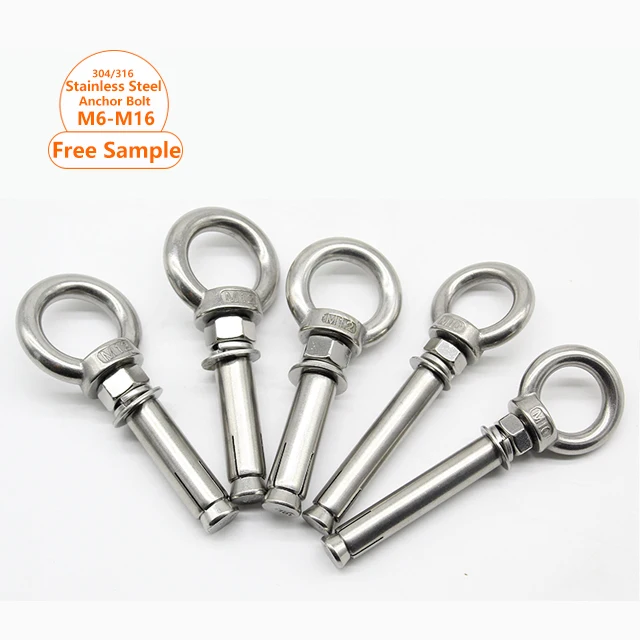 304 Stainless Steel Metal Expansion Lifting Eye Bolt with Ring Concrete Brick Anchor Hook