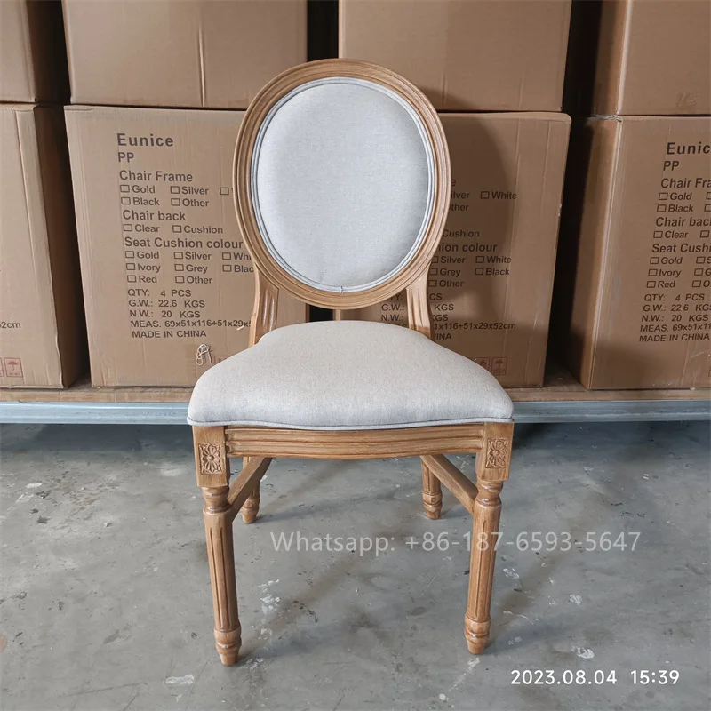 PP resin wood finish Louis XIV wedding chair with removable seat pad