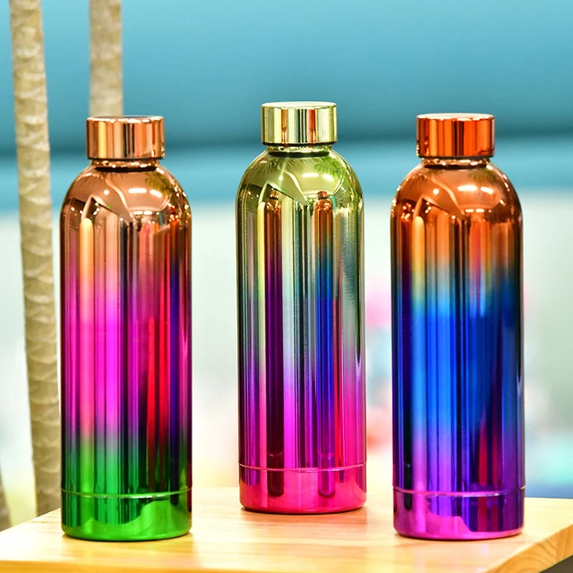New Glitter Electroplated Color Changing Stainless Steel Cola Bottle Thermo Vaccum Flask Vaso Acero Inoxidable Termo Para Agua