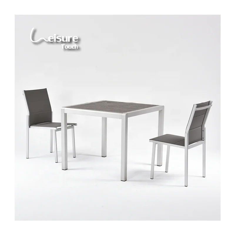 Party Furniture Weather-Resistant Aluminum Restaurant Tables With Plastic Wood Table