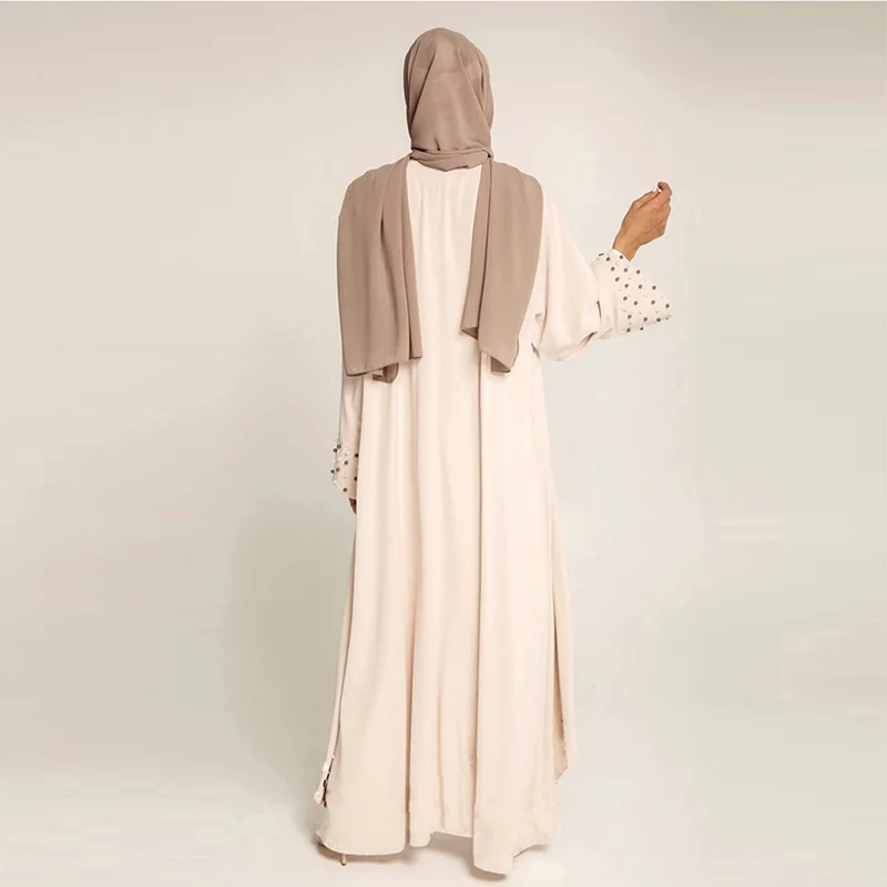 Arab Turkish Middle Eastern Islamic clothing stylish clean beaded Muslim kaftan long dress Cardigan