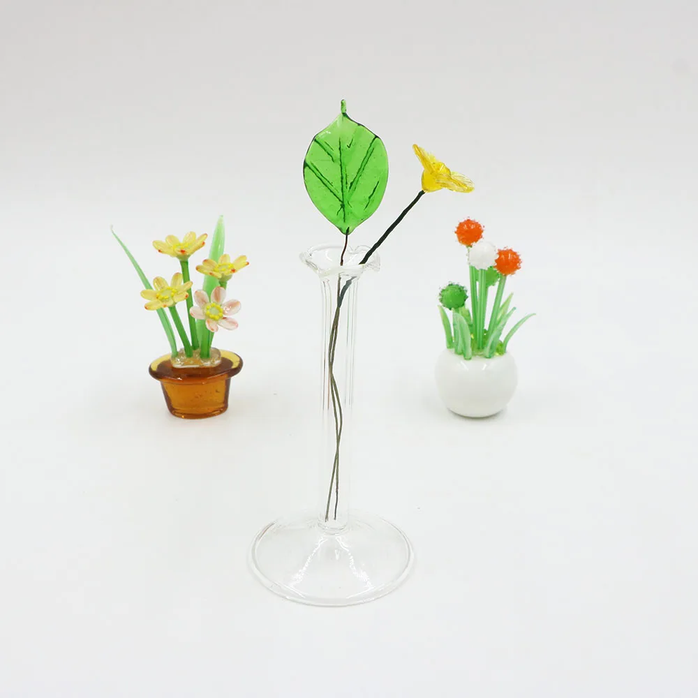Wholesale  Handmade lampwork borosilicate glass plant vase transparent glass clear vase for flowers