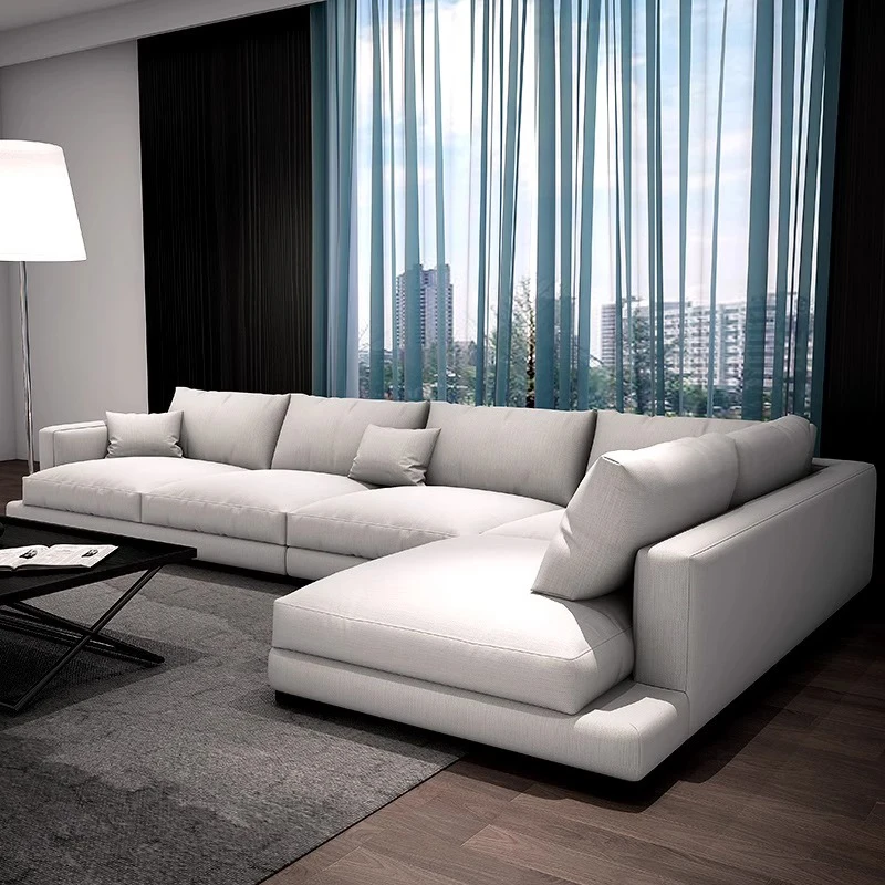 Modern Living Room Furniture Sofa Set Nordic Tech Fabric L shape Sectional sofas