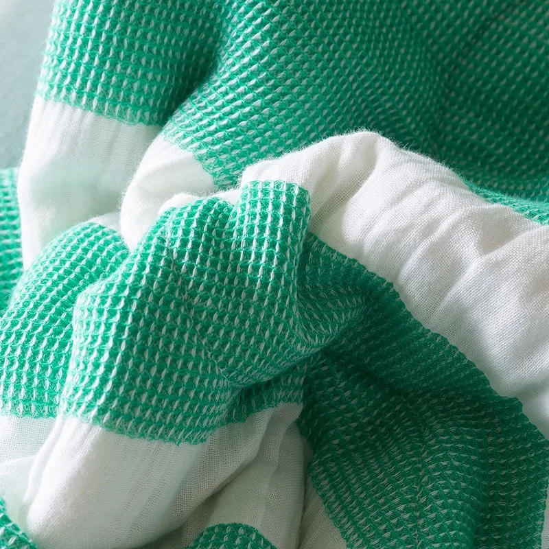 Quilted Cotton Muslin Blanket Yarn Dyed Striped Pattern-A Cotton Throw Blanket Soft Lightweighted Blanket Bed Sheet Pillowcases