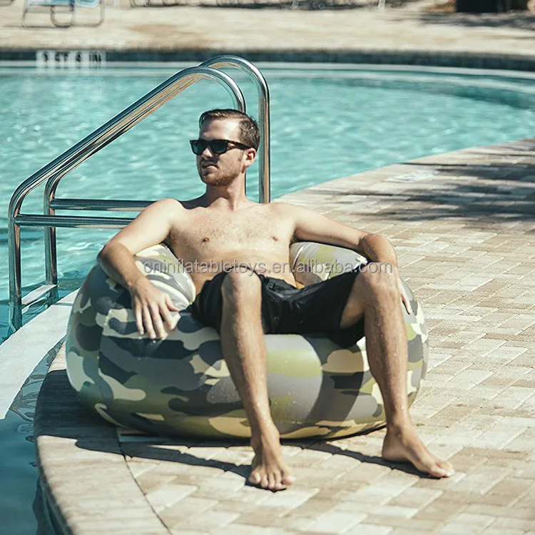 Factory Custom PVC Inflatable Chinese Camouflage Sofa Lazy Seat Gamer Lounger for Adult Patio Pool Camping Park Backyard Picnic