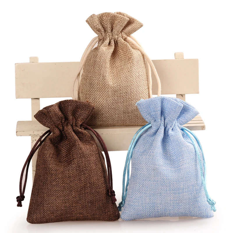 Natural Eco Friendly Small Drawstring Jute Gift Bag Jute pouch