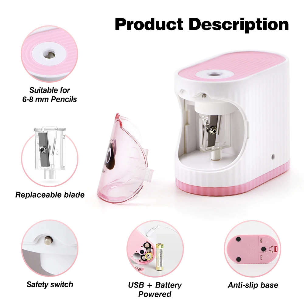 School Office Supplies Huisheng Wholesale Cartoon Animals Plastic Pencil Mini Cute Electric Pencil Sharpener