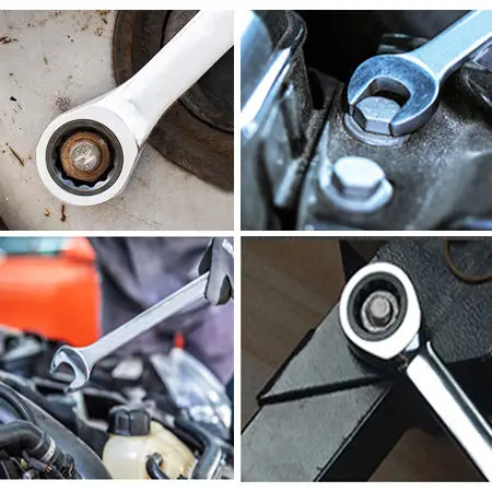 Factory Price Wholesale Flexible Head Ratchet Double Offset Ring Universal Keys Wrench Product