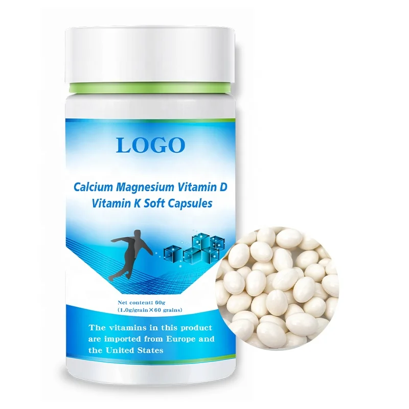 OEM Private Label Healthcare Supplement Calcium Magnesium Vitamin D Vitamin K Soft Capsules Support Bone And Muscle Health
