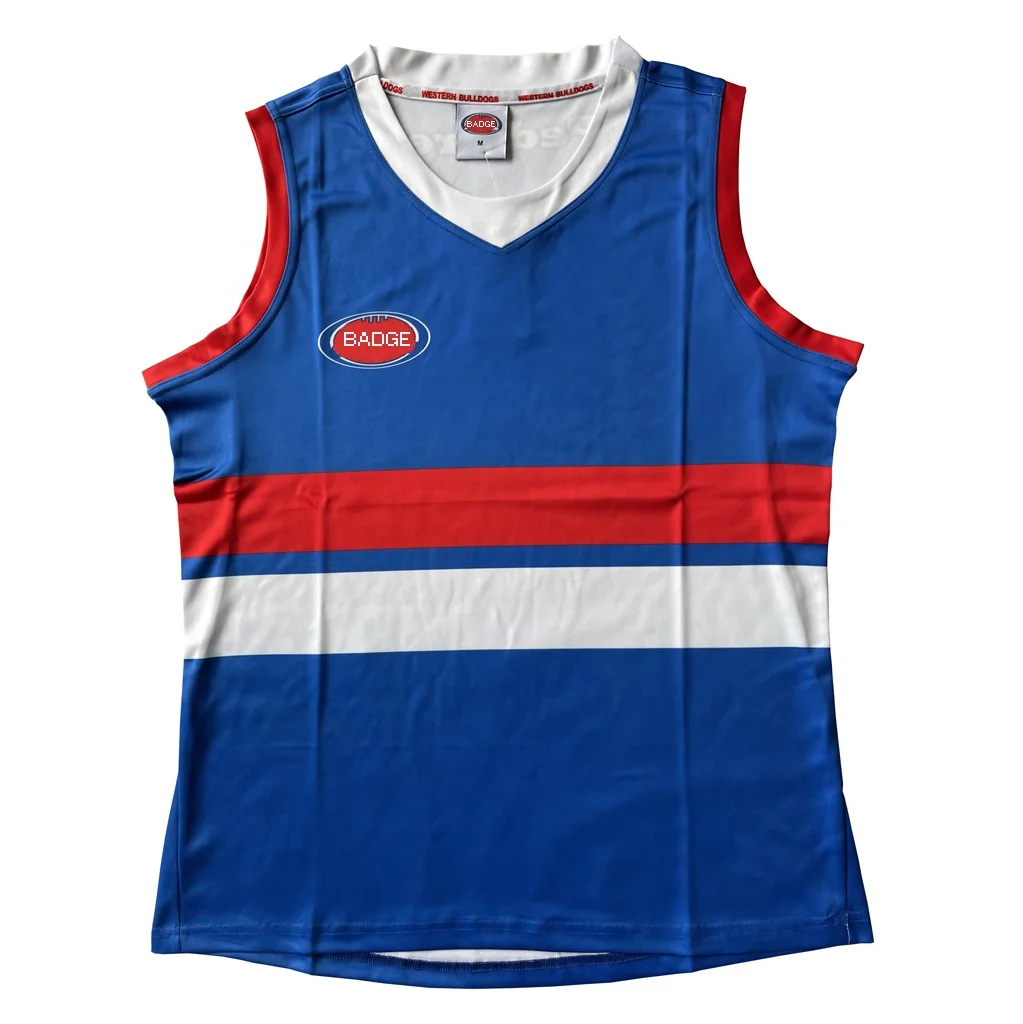 Blue Custom Sublimation Top Vest Rugby Afl Football Jersey