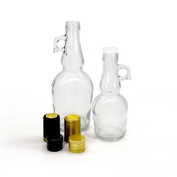 Hot Sale Clear Empty Classic 500ml Vinegar Cooking Oil Glass Maple Syrup Bottles with Loop Handle