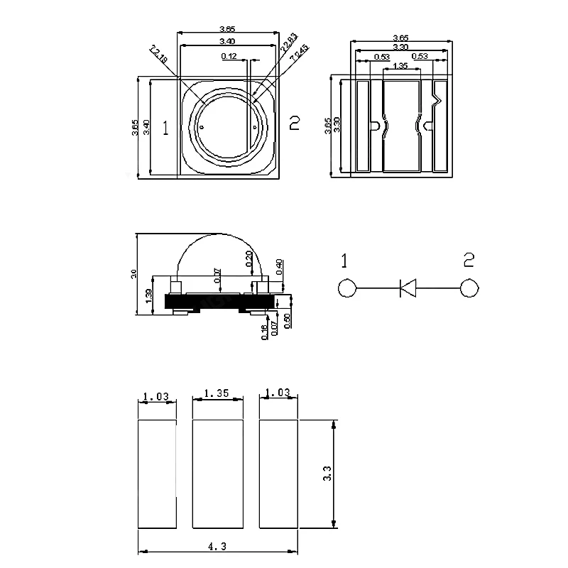 OEM ODM UV Led Modules UVA UVB UVC Led Chip SMD 3535 1w far uv led Lamp bead