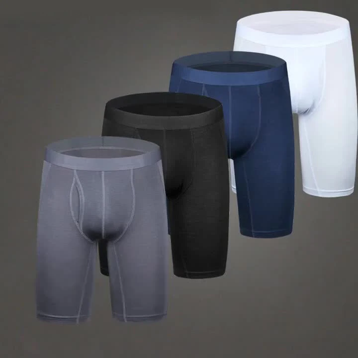 Custom Elastic Breathable  Natural Feelings Boxer Briefs Mens Underwear Men Pack Soft Cotton Open Fly Long Leg Underwear