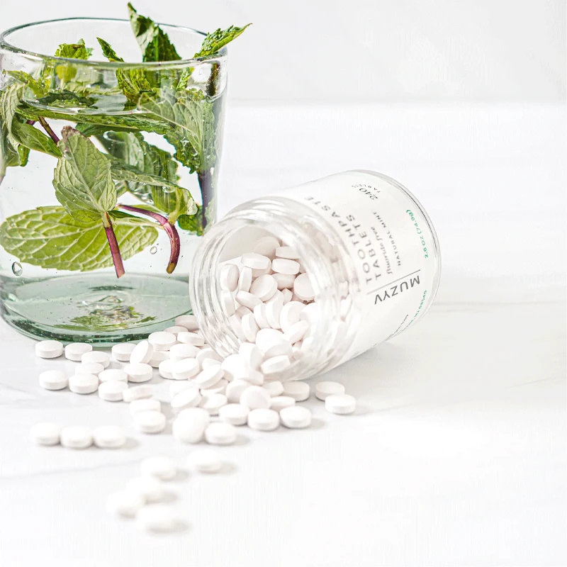 Oral care toothpaste tablets private label fresh mint eco friendly tooth paste pill tabs