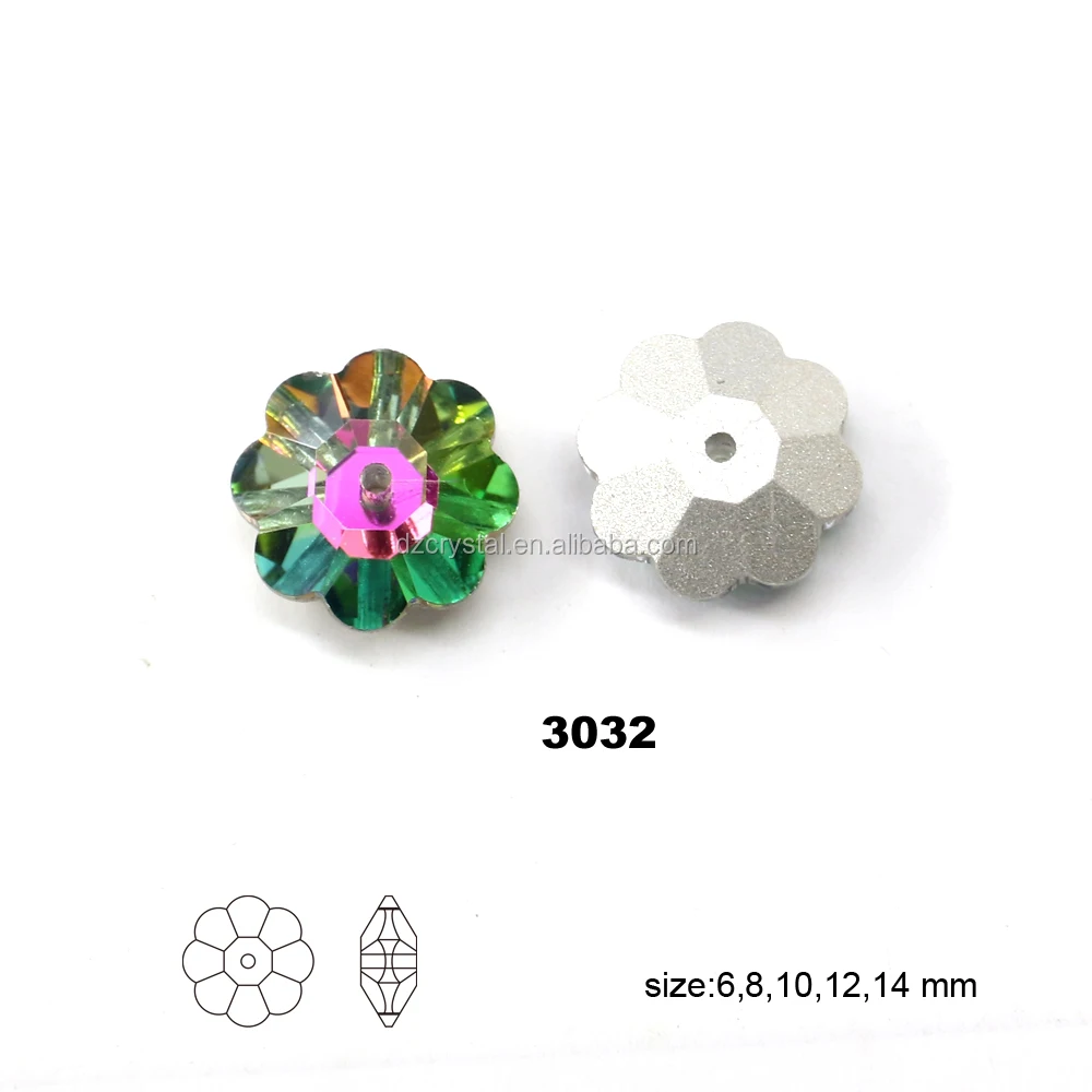 Factory Price Sew-on Crystal Rhinestones Flower Shape Flat Back K9 Crystal Glass Rhinestone for Garment Bags Shoes Accessories