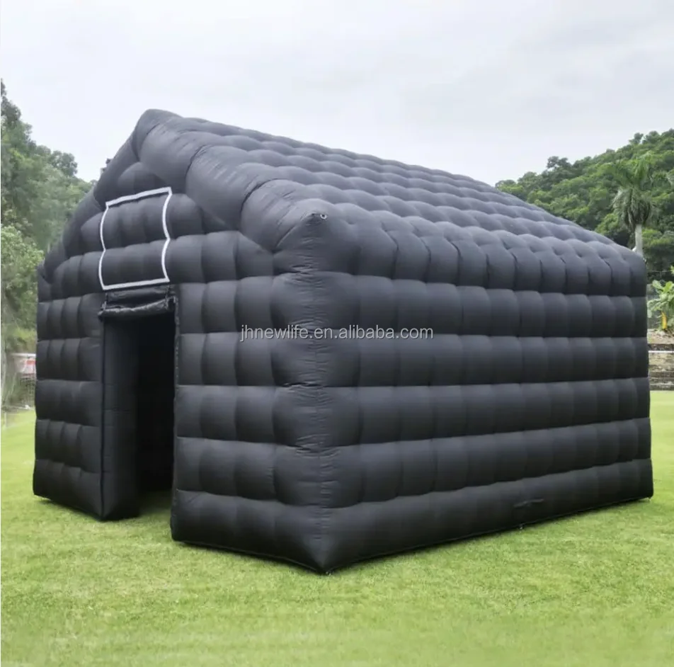 Portable Large Party Tent House Inflatable Nightclub Black Blow up Wedding Inflatable Marquee LED Cube Tent Night Club