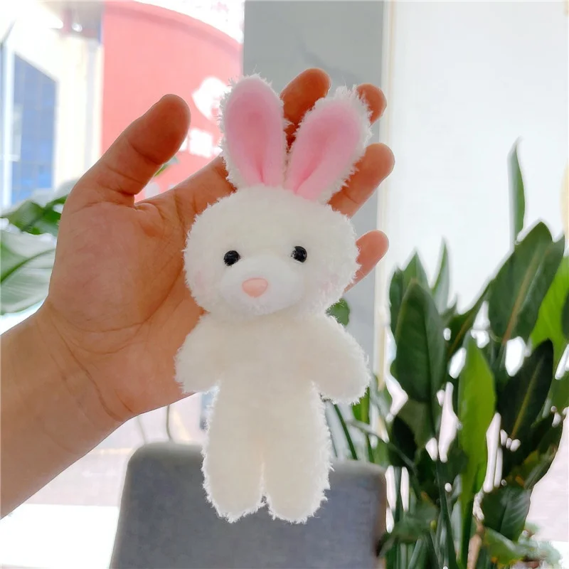 soft cute powder blusher bear pendant plush keychain mini teddy bear dog key ring bag key chain stuffed rabbit toys
