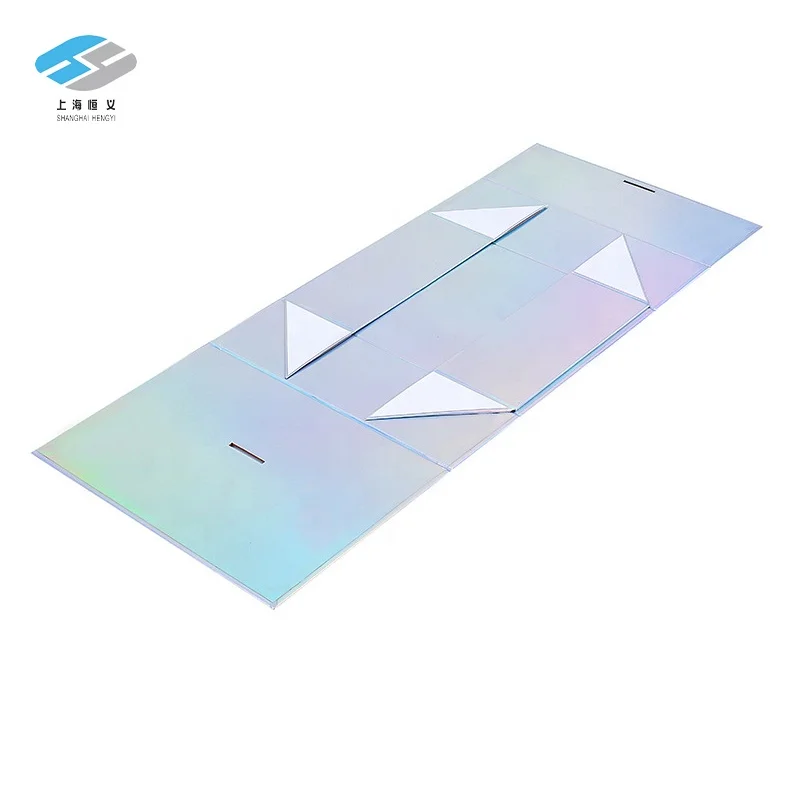 Popular Holographic Wholesale Price Foldable Magnetic Gift Boxes with Window Cardboard Perfume Bottle Packaging Gift Box