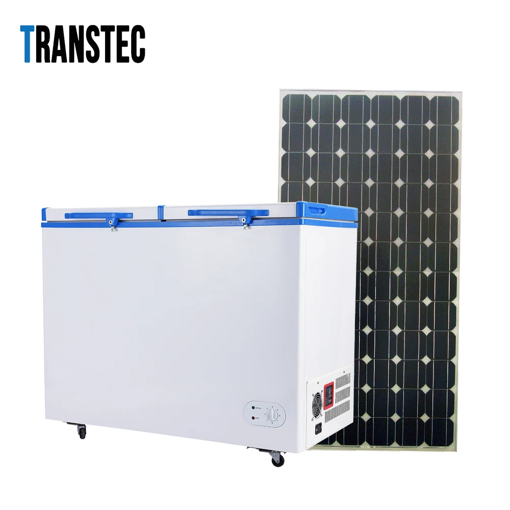 Supermarket double door 358L solar freezer off grid system for household and commercial use efficiently