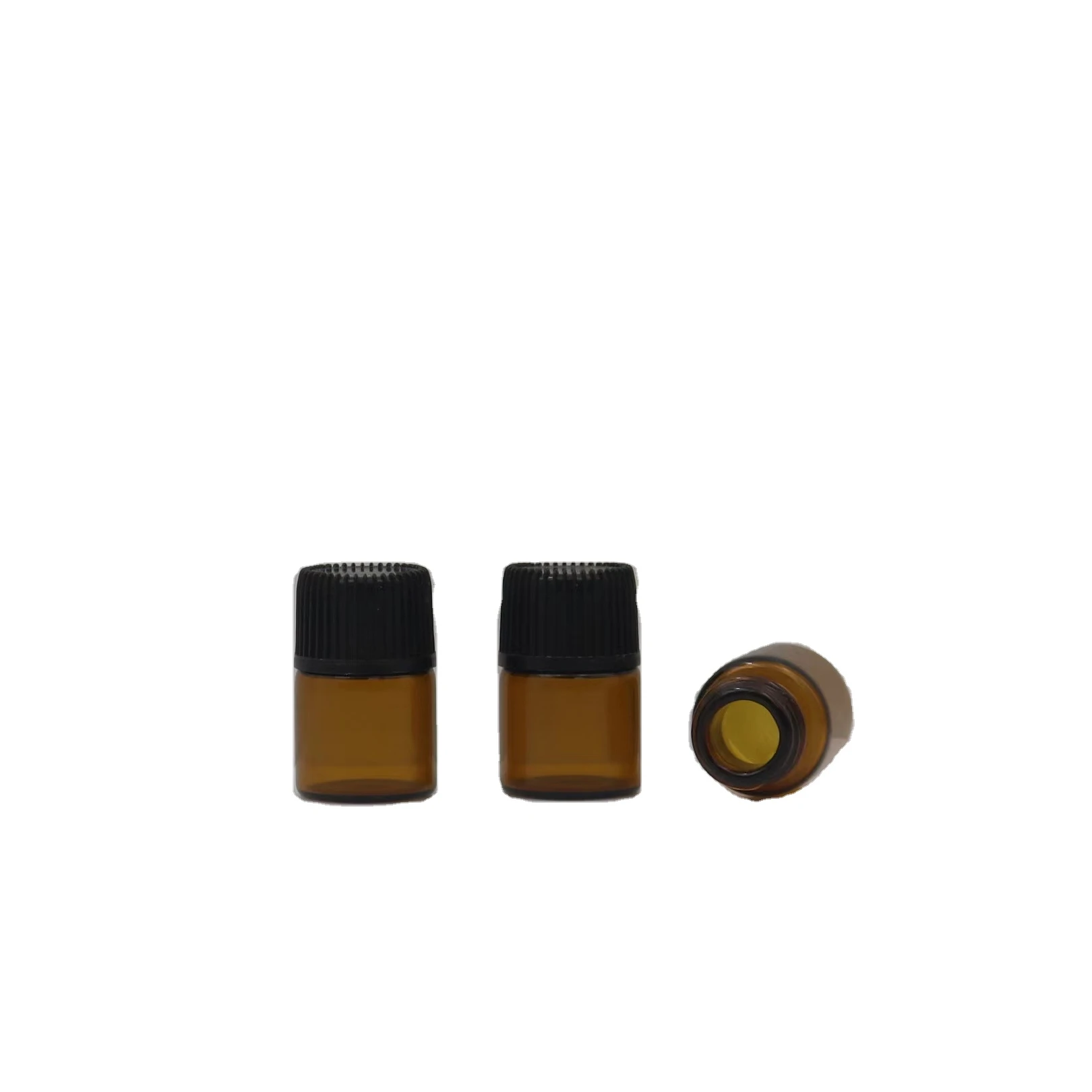 Manufacturer mini oil serum 2ml amber glass vial with inner plug and screw cap