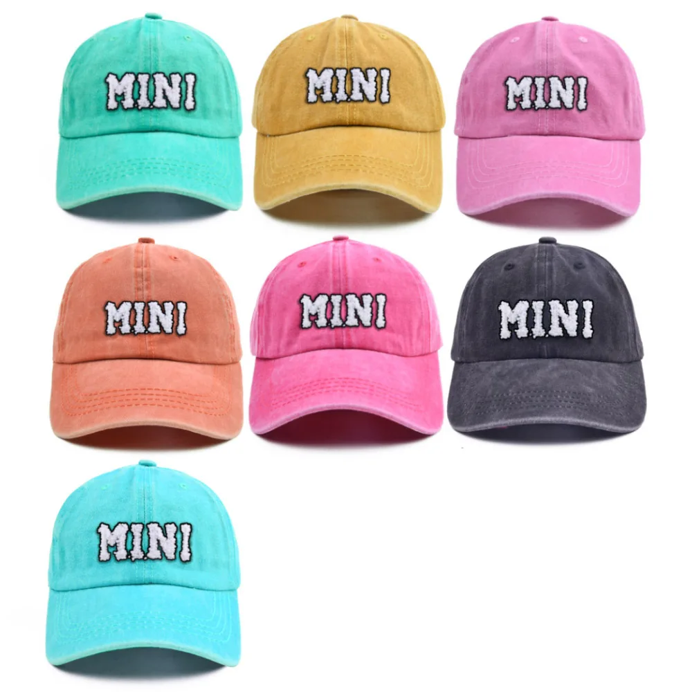 Best Selling Mini Kids Baseball Hat Distressed Dad Hat Washed Cotton Mom Mama Sports Caps Vintage Patch Baseball Cap
