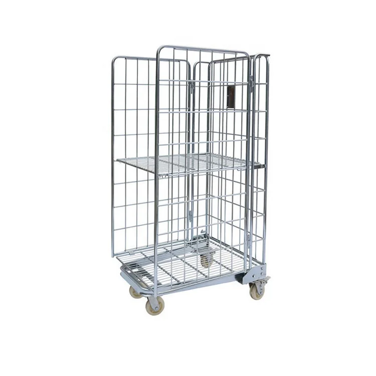 Custom Warehouse  Foldable  logistics Roll Container Storage Roll Cage Cart Trolley  A-shaped bottom frame logistic turnover car