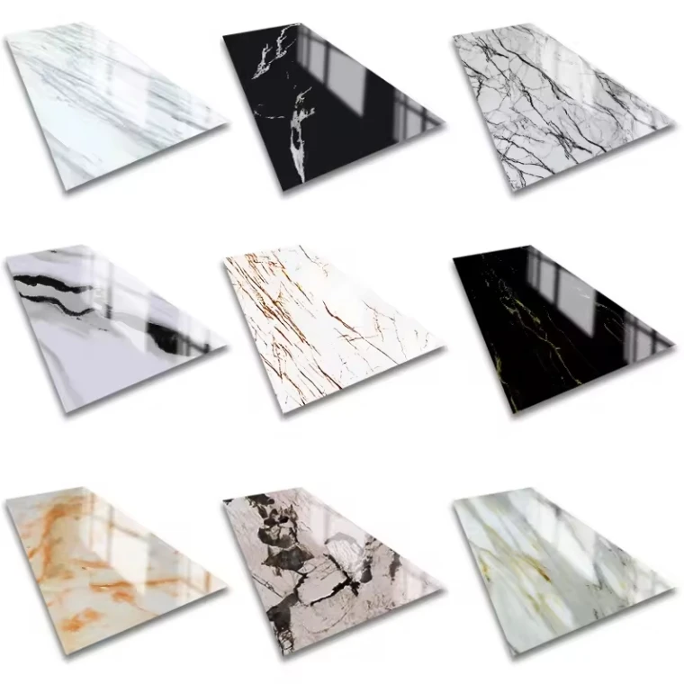 Hot Selling Strong Fireproof Pvc Ceiling Panel Acrylic Big Size 1220x2900mm 3d Pvc Marble Sheet