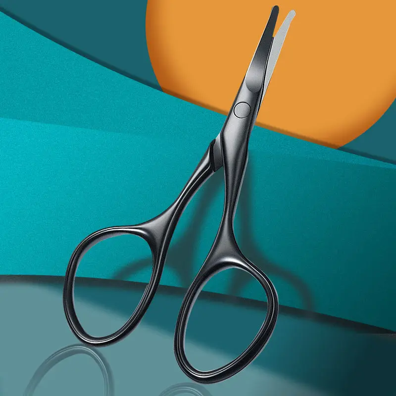 1PCS Professional Rounded Facial Nose Hair Scissors Stainless Steel Eyebrow Scissors Multifunctional Beauty Scissors