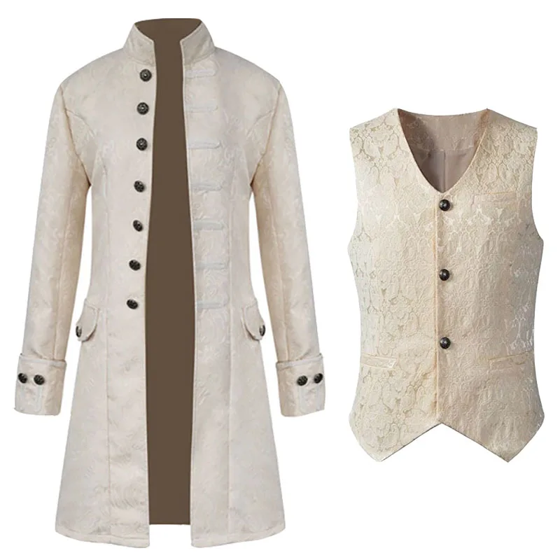 2022 Medieval Steampunk Tailcoat Halloween Costumes for Men Renaissance Pirate Vampire Gothic Jackets Vintage Warlock Frock Coat