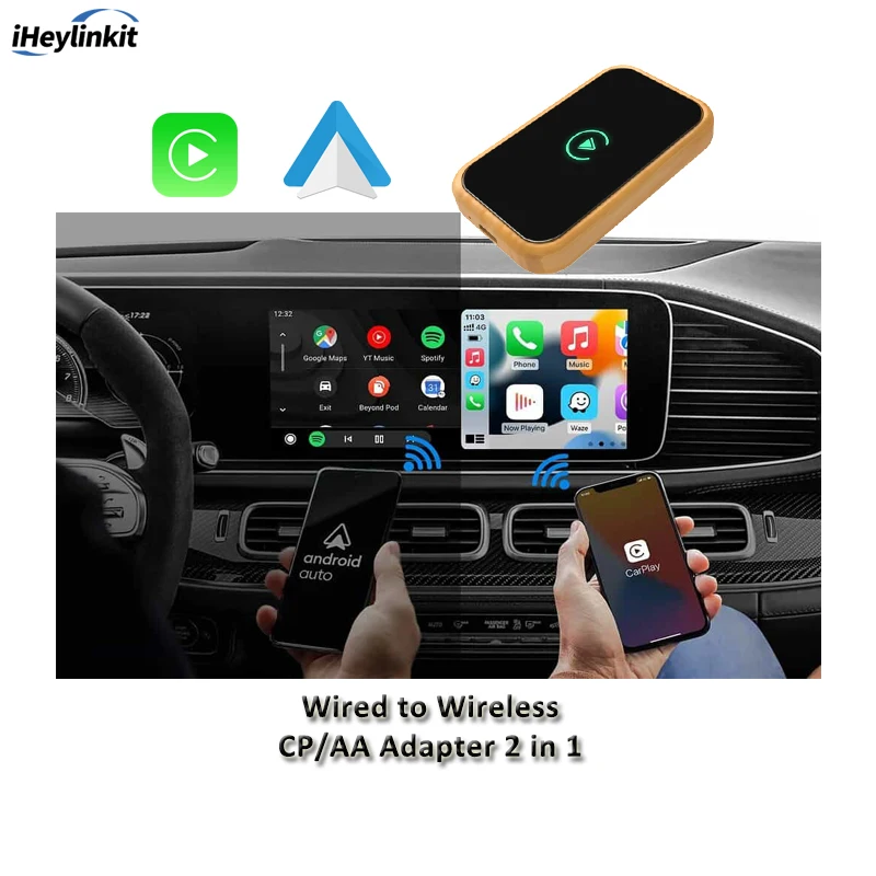 iHeylinkit  Wireless Android Auto Adapter Converts Wired Android Auto to Wireless USB Plug in & Play