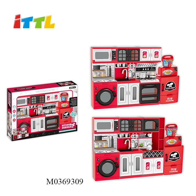 2 смешанных красных современных игровых комплекта чудо-кухни, набор игрушек для детей