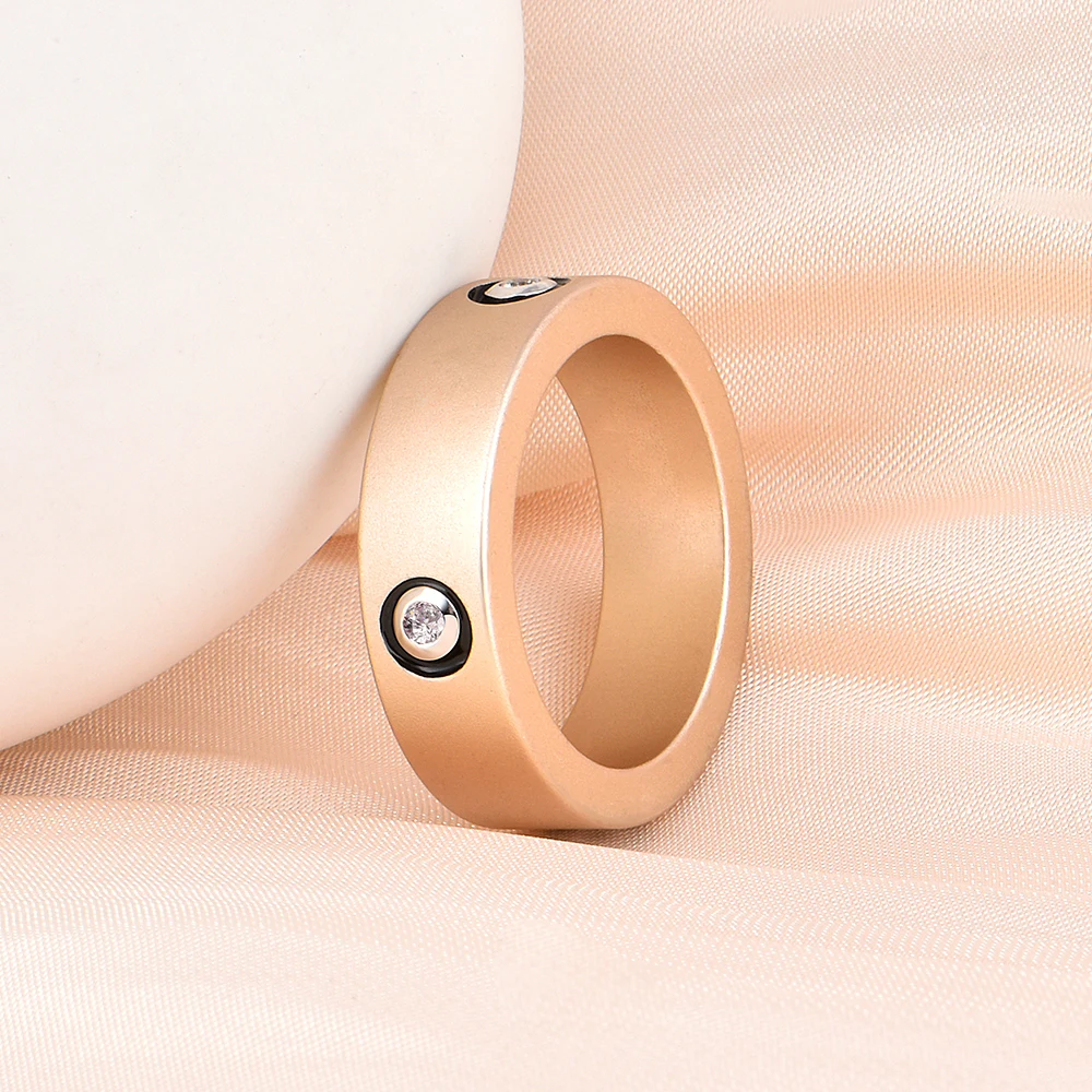 CC Jewelry Customized Newest Design Rose Gold Plated Aluminum Rings Zircon Designs For Women Wedding Jewelry