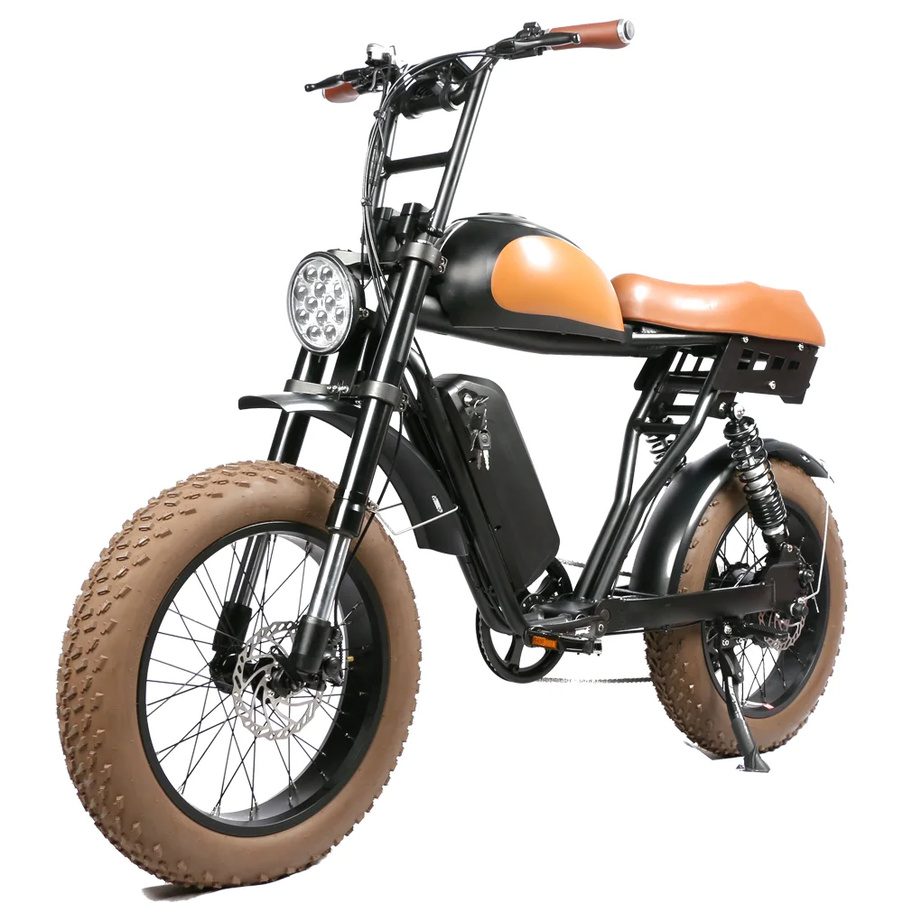 2022 retro motorcycle style ebike fat tire full suspension 48v 52v 1000w 2000w electric bike