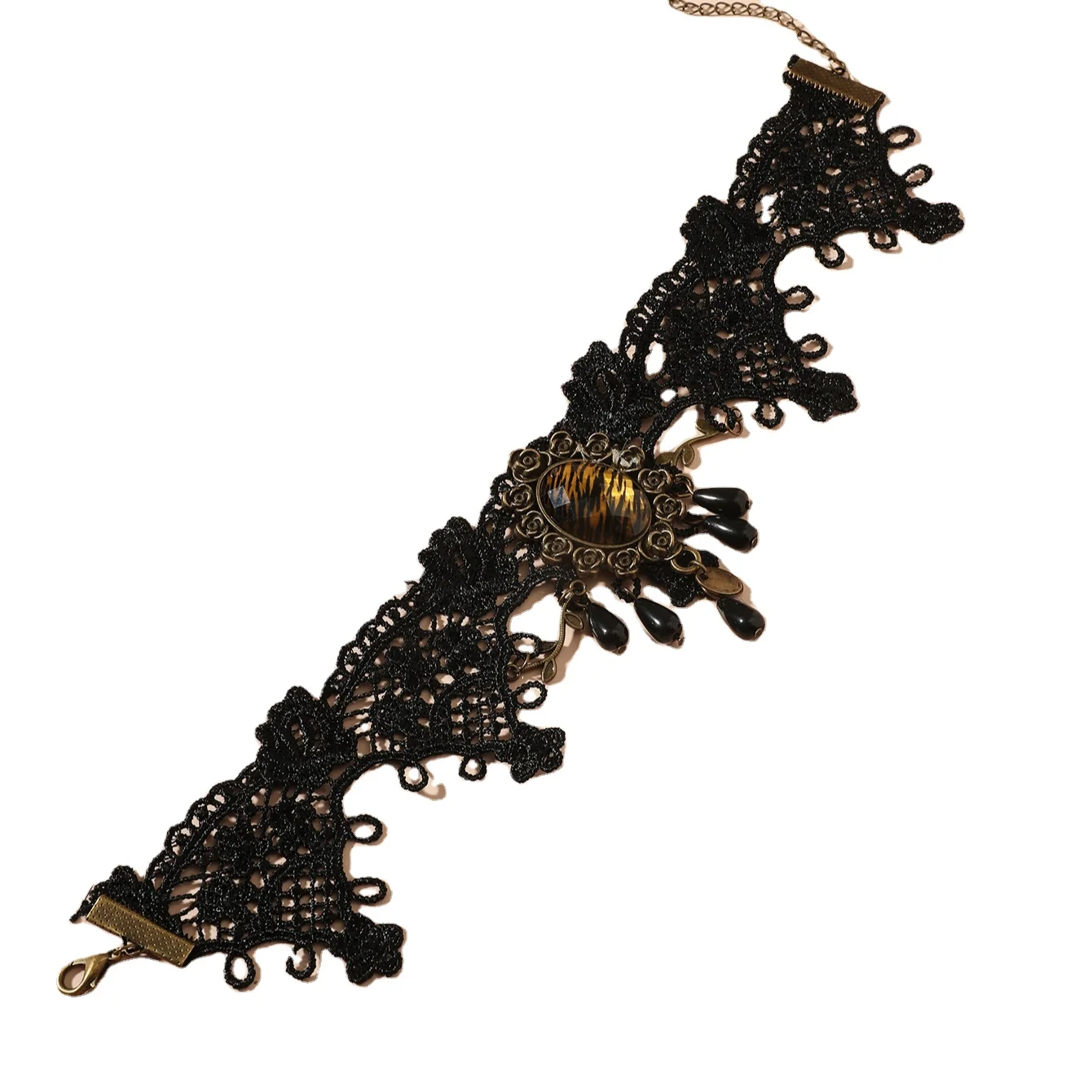 Sexy Gothic Chokers Crystal Black Lace Necklace Pearl Pendant Choker Necklace For Halloween Holiday gifts