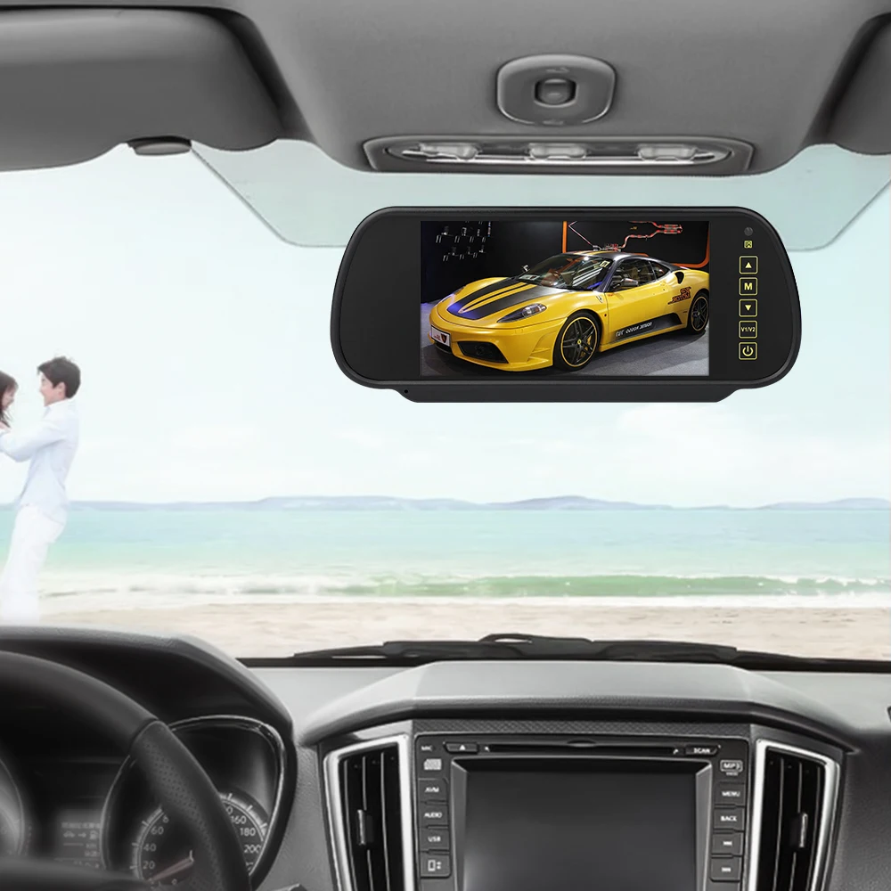 HD display LCD display car 7-inch rearview mirror reversing image rearview camera parking assist
