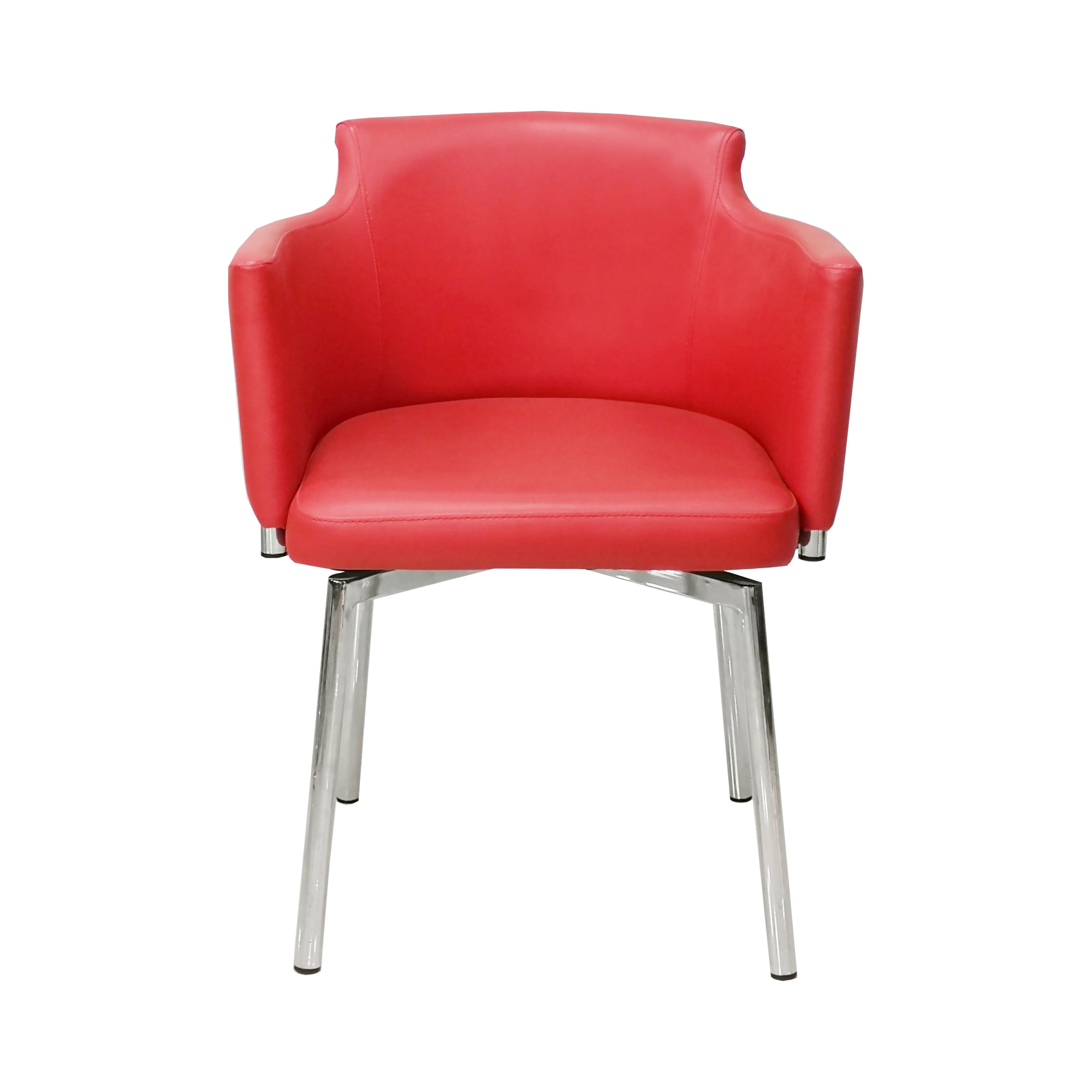 Nordic cushioned dining chair with metal legs steel and leather dining chair