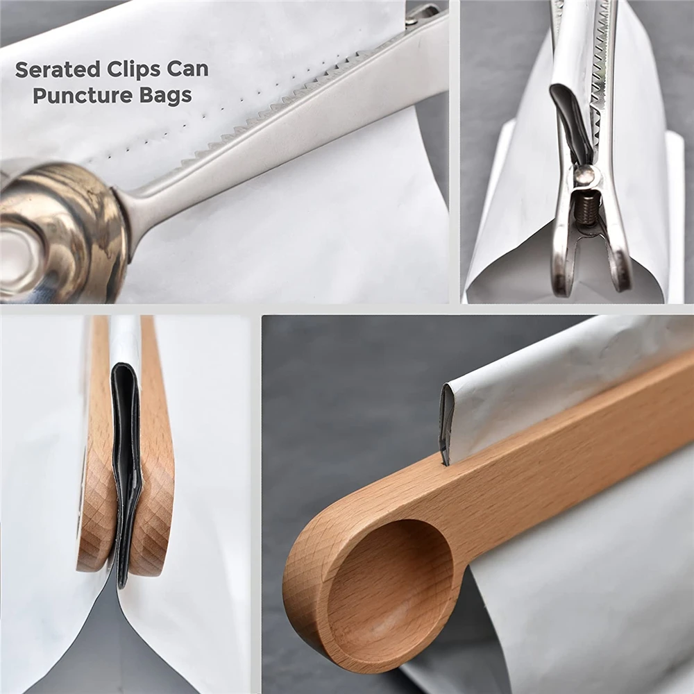 Tailai Natural Beech Wood Spoon 2-In-1 Bags Measuring Spoon Wood Coffee Scoop with Bag Clip with good quality