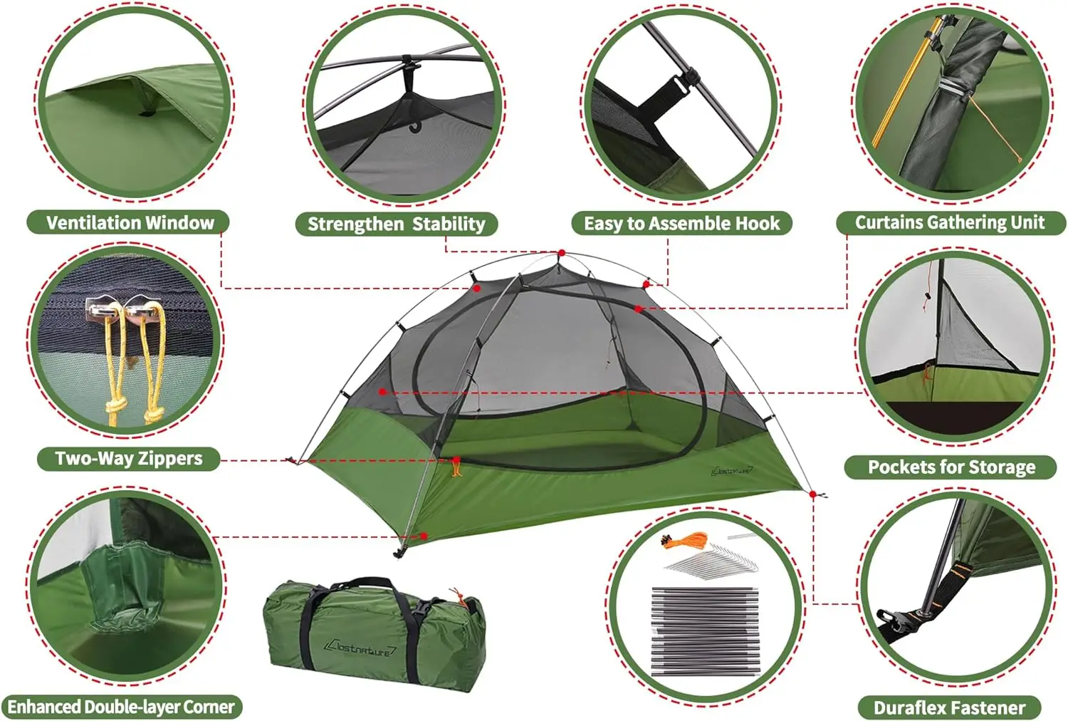 NPOT Ultralight Backpacking Tent Lightweight Waterproof Tents Easy Setup Portable Camping Tent