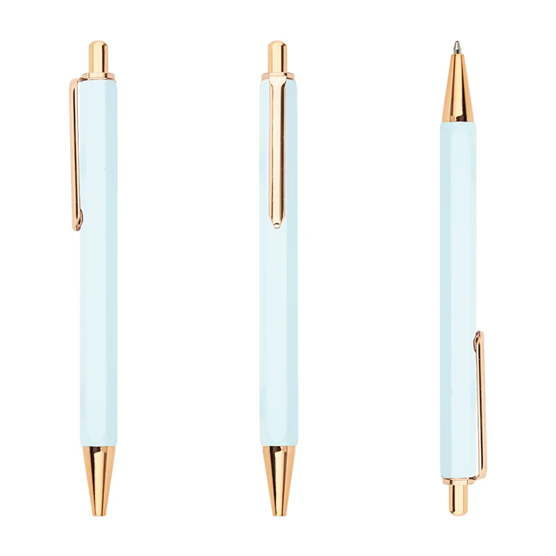 Cute Metal Click Ballpoint Pen School Office Supplies Hexagonal Shape pen Custom logo accepted