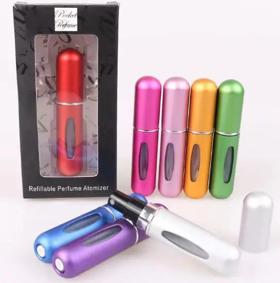 5/10ml Traveling Perfume Atomizer Portable Liquid Container Cosmetics Mini Metal Aluminum Pump Spray Empty Bottle Refillable