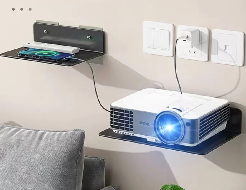 Wholesale Multi-Functional Plastic Holder  TV Accessories Wall Mounted Storage Shelf Wifi  Router Stainless Steel Wall Shelf