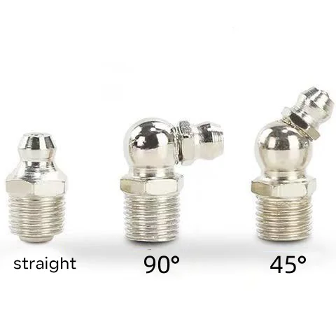 Nickle Plated Iron Straight 45 Degrees 90 Degrees steel M6 M8 M10 M12 Brass Grease Nipple Fitting