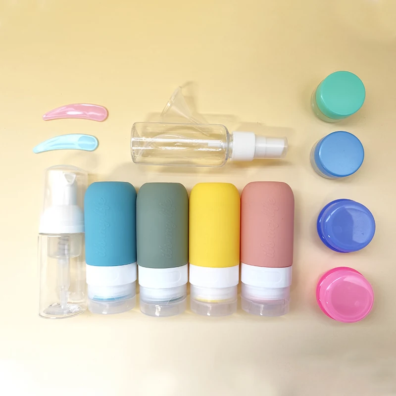 Custom 60/90 ml Leakproof Shampoo Lotion Durable Split Squeeze Tube Silicone Carton Shape Travel Bottle Kit with Accessaries